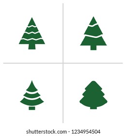 Different Christmas tree set, vector illustration. Can be used for greeting card, invitation, banner, web design. 4 icons