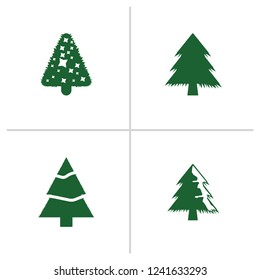 Different Christmas tree set, vector illustration. Can be used for greeting card, invitation, banner, web design. 4 icons