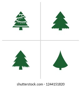 Different Christmas tree set, vector illustration. Can be used for greeting card, invitation, banner, web design. 4 icons
