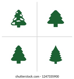 Different Christmas tree set, vector illustration. Can be used for greeting card, invitation, banner, web design. 4 icons