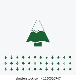 Different Christmas tree set, vector illustration. Can be used for greeting card, invitation, banner, web design.