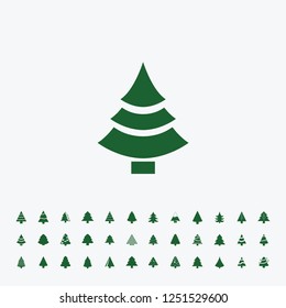 Different Christmas tree set, vector illustration. Can be used for greeting card, invitation, banner, web design.