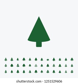 Different Christmas tree set, vector illustration. Can be used for greeting card, invitation, banner, web design.