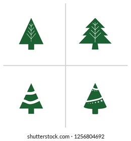 Different Christmas tree set, vector illustration. Can be used for greeting card, invitation, banner, web design. 4 icons