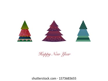 Different Christmas Tree Set, Vector Illustration