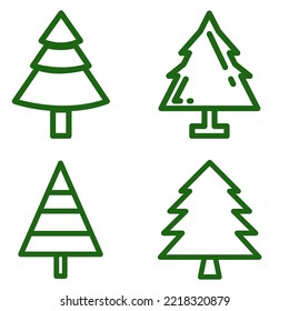 Different christmas trees in green color