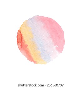 Different circle hand painted watercolor. Abstraction background. Watercolor hand painted circle shape design elements