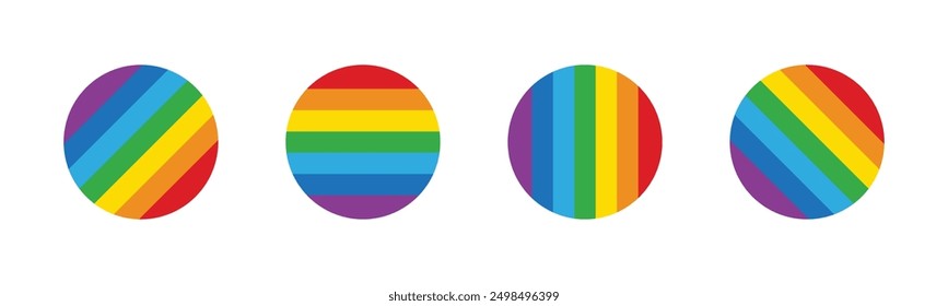 Different circle rainbow icon set. Rainbow elements circle icons. Set of rainbow icon. Vector illustration.