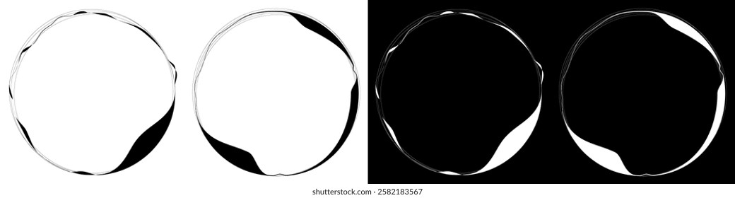 Different circle shapes. Modern geometric circles. Round and waves shapes
