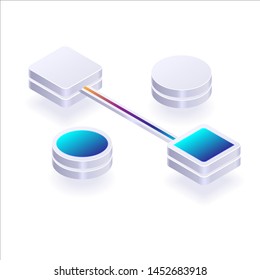 Different circle and square white elements for data center background