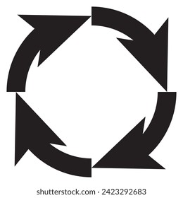 diferentes flechas circulares de color negro, diferente espesor