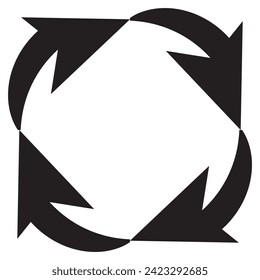 different circular arrows of black color, different thickness