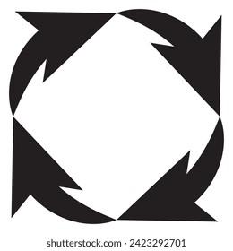 different circular arrows of black color, different thickness