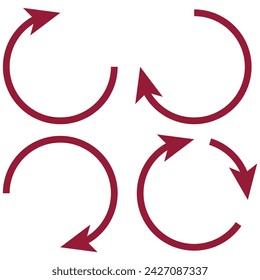 different circular arrows of black color, different thickness