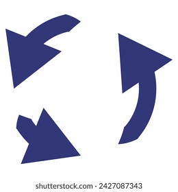 different circular arrows of black color, different thickness