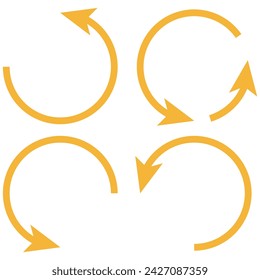 different circular arrows of black color, different thickness