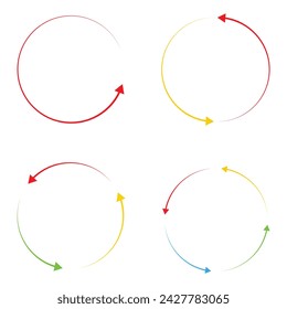 different circular arrows of black color, different thickness . Graphic for website.