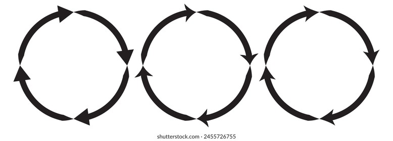 diferentes flechas circulares de color negro, diferente grosor