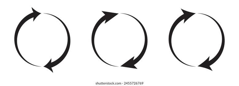 diferentes flechas circulares de color negro, diferente grosor