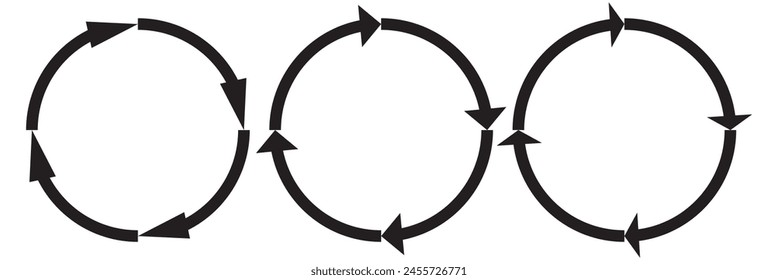 diferentes flechas circulares de color negro, diferente grosor