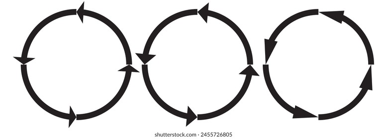 diferentes flechas circulares de color negro, diferente grosor