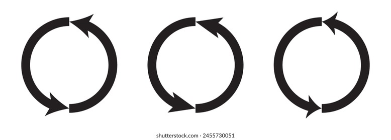 diferentes flechas circulares de color negro, diferente grosor