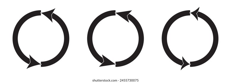 diferentes flechas circulares de color negro, diferente grosor