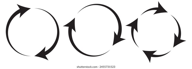 diferentes flechas circulares de color negro, diferente grosor