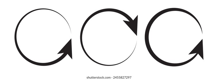 flechas circulares diferentes de color negro, espesor diferente eps 10 