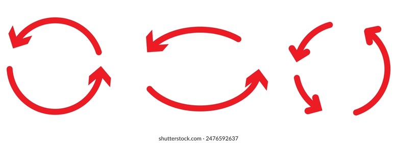 different circular arrows of black color, different thickness