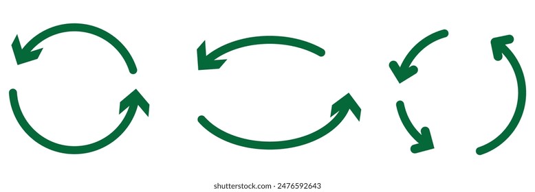 different circular arrows of black color, different thickness