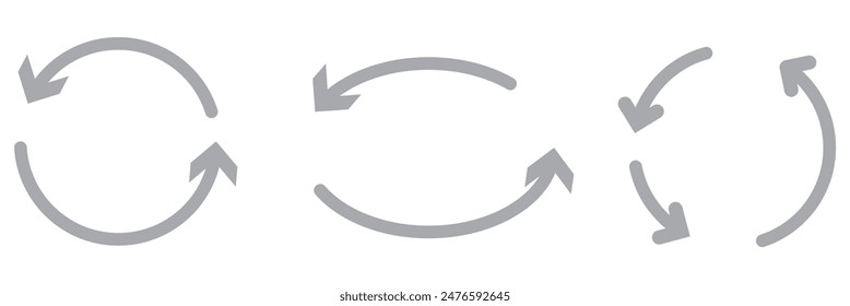 diferentes flechas circulares de color negro, diferente grosor