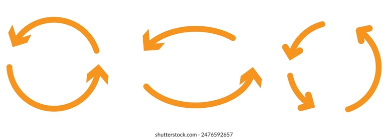 different circular arrows of black color, different thickness