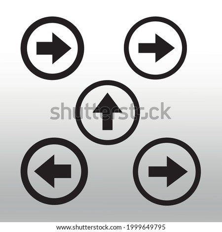 different circular arrows of black color, different thickness, isolated sign symbol vector illustration,right icon in filled,outline,gradient white  black background