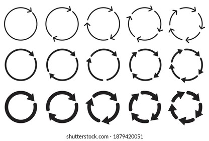 different circular arrows icon set , different thickness, Circular arrows sign, vector illustration 