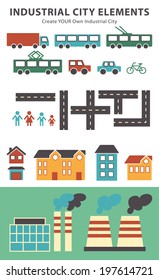 Different city elements for creating your own map. Easy to edit and recolor - vector object are separated in layers and groups. Map elements for your pattern, web site or other type of design.