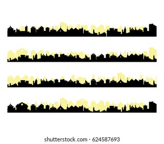 Different city silhouettes vector set
cityscape illustrations, yellow and black
