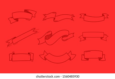 Different classic linear ribbons vector clipart. Shopping
