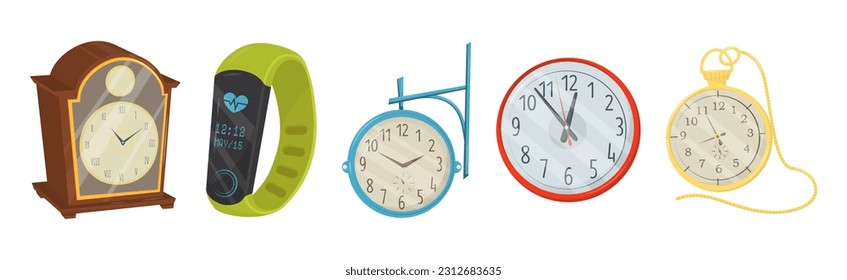 Different Clocks as Device for Measuring and Indicating Time Vector Set