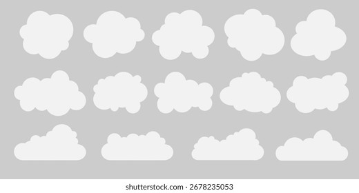 Different cloud shapes displayed on a light background, ideal for creative and artistic projects.
