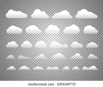 Different clouds isolated on transparent background. Layered and detailed illustration