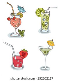 Different Cocktails Fruit Stock Vector (Royalty Free) 252202117 ...