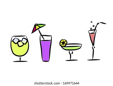 Different cocktails - vector illustration