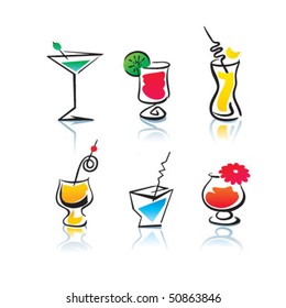 Different cocktails. Vector illustration.