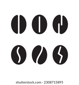 Different coffee beans icons. Coffee icon set, coffee shop logo isolated on white background