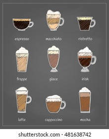 Beautiful Illustration Types Coffee Espresso Cappuccino Stock Vector ...