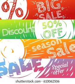 Different colo sale banners vector collection. Web promo banners set