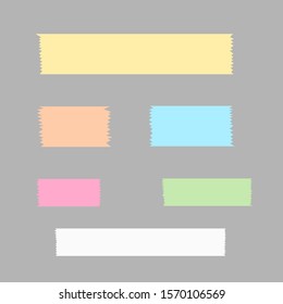 different color adhesive tape attached to grey background. vector illustration