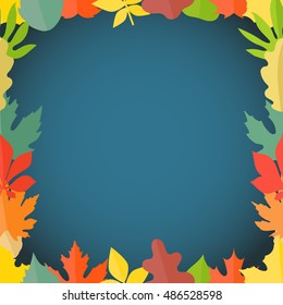 Different color autumn leaves greeting frame