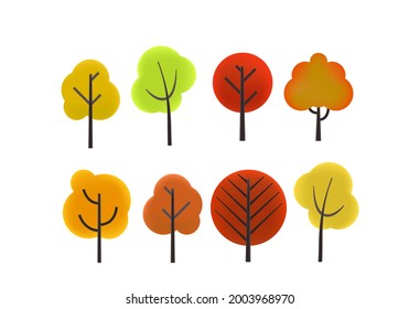 Different Color Autumn Trees Vector Clipart Stock Vector (Royalty Free ...